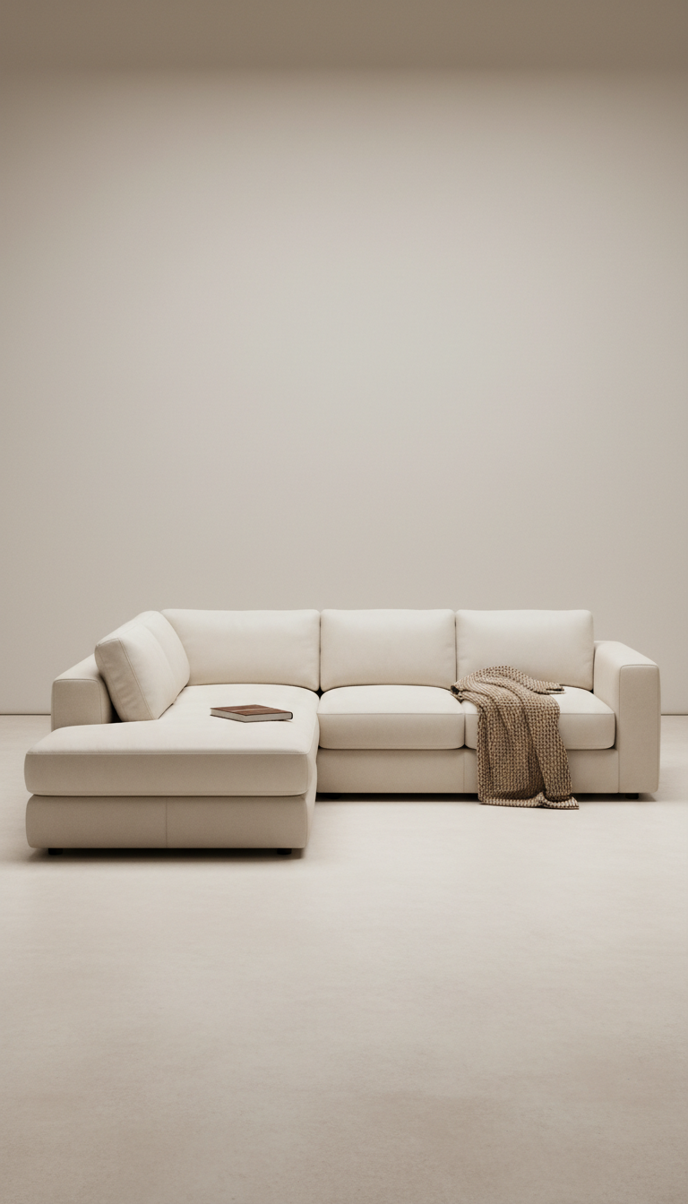 Ivory leather modular sectional