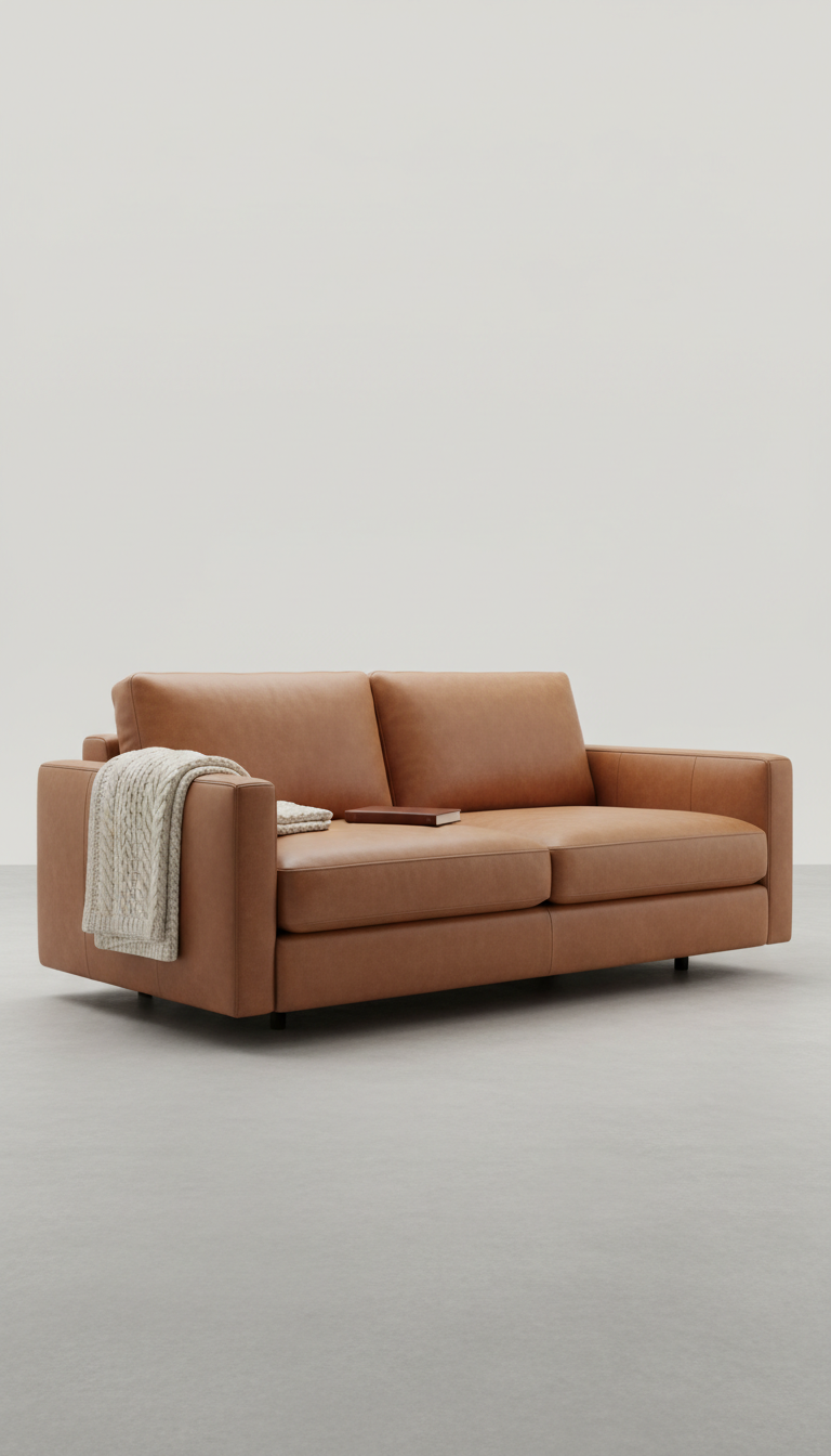 Sandstone leather classic sofa