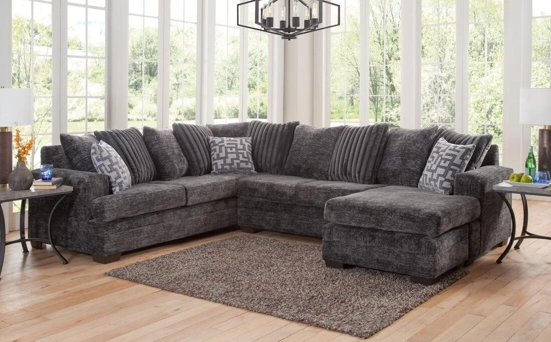 Galactic Charcoal Sectional- Reversible Chaise