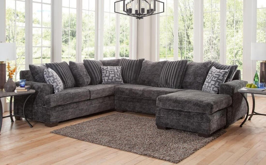 Galactic Charcoal Sectional- Reversible Chaise